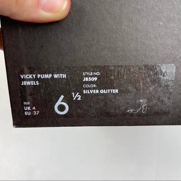 J Crew Vicky Pump With Jewels Silver Glitter 6.5 - Picture 15 of 16